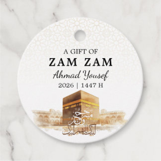 Elegant HAJJ MABRUR Zam Zam water Favor Tags