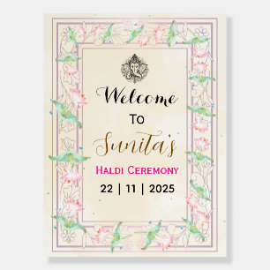 Elegant Haldi Ceremony Welcome Sign Board