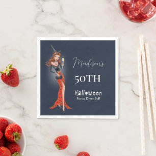 Elegant Halloween 50th Birthday Costume Party Napkins