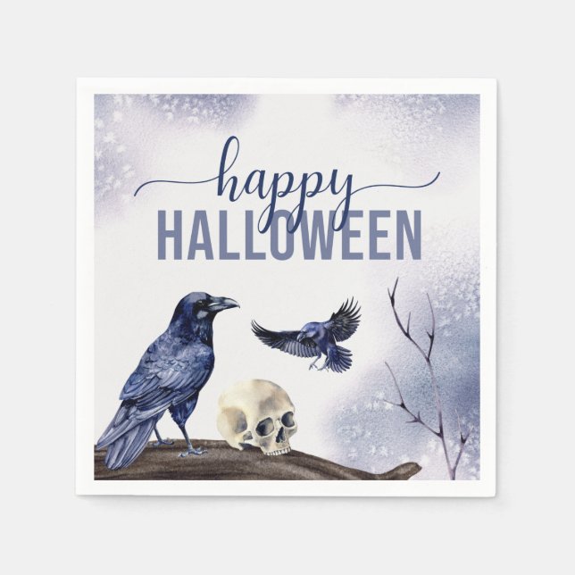 Elegant Halloween Adult Party Watercolor Gothic Napkins (Front)