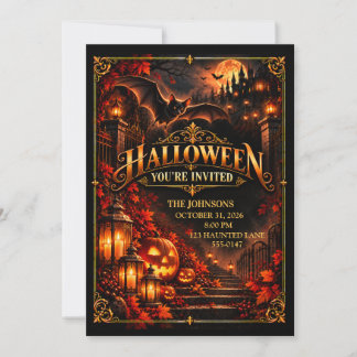 Elegant Halloween Bat Party Invitation