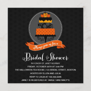 Elegant Halloween Cake Bridal Shower Invitation