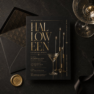 Elegant Halloween Cocktail Party Invitation