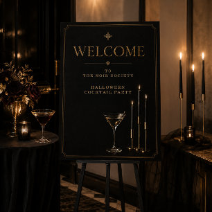 Elegant Halloween Cocktail Party Welcome Sign