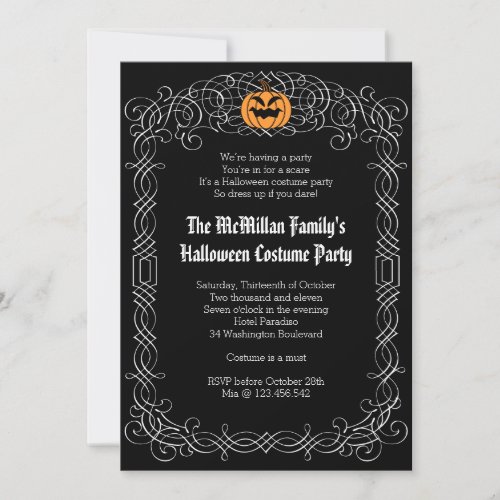 Elegant Halloween Costume Party Invitation