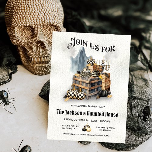 Elegant Halloween Dinner Party Invitation