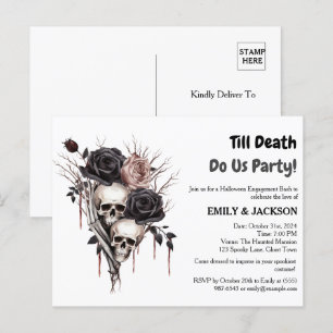 Elegant Halloween Engagement Party Invitation Postcard