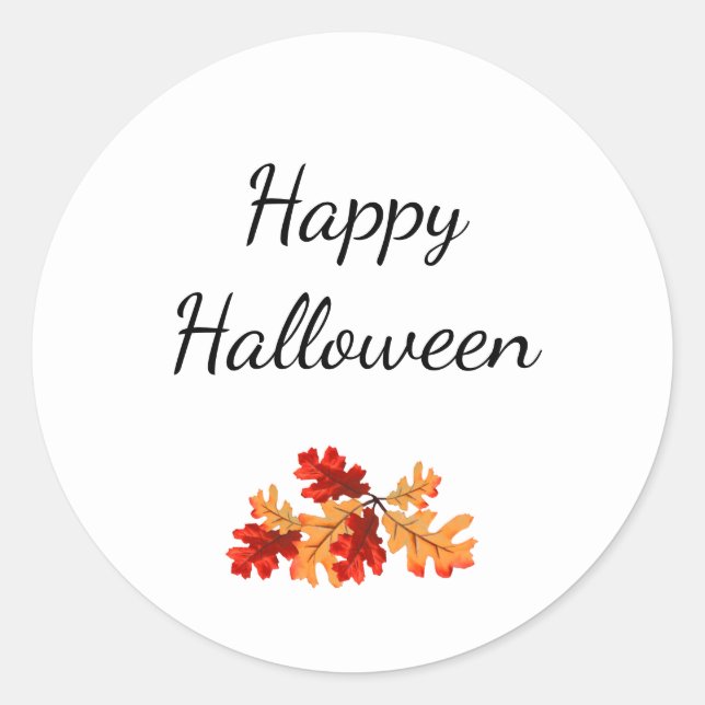 Elegant Halloween Fall Foliage Red Orange Leaves Classic Round Sticker (Front)