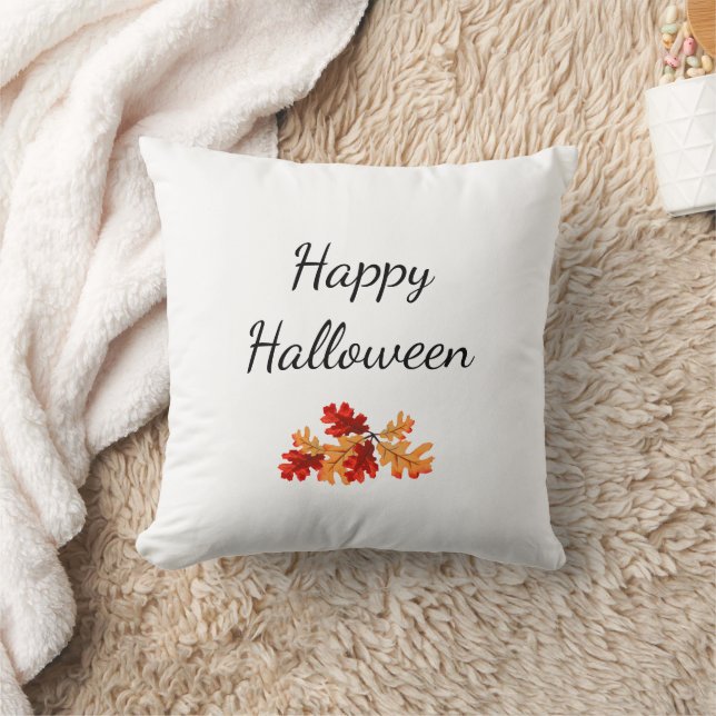 Elegant Halloween Fall Foliage Red Orange Leaves Throw Pillow (Blanket)