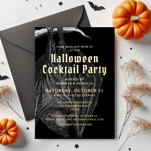 Elegant Halloween Gold Foil Cocktail Party  Invitation