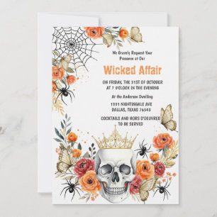 Elegant Halloween Invitation Card Skull, Crown