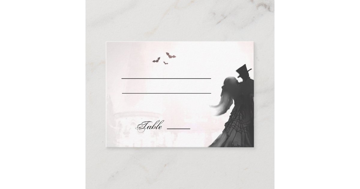 Elegant Halloween Lovers Silhouette Place Cards | Zazzle