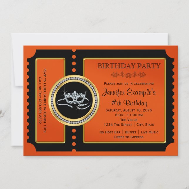 Elegant Halloween Masquerade Party Invitation (Front)