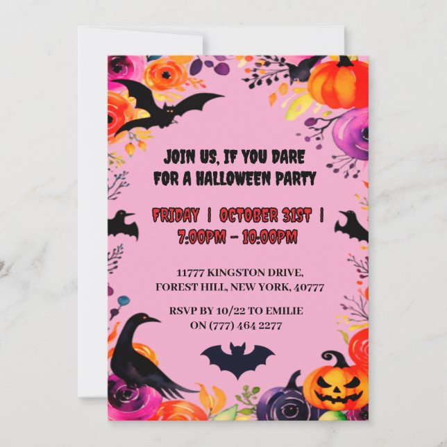 Elegant Halloween party Invitation (Front)