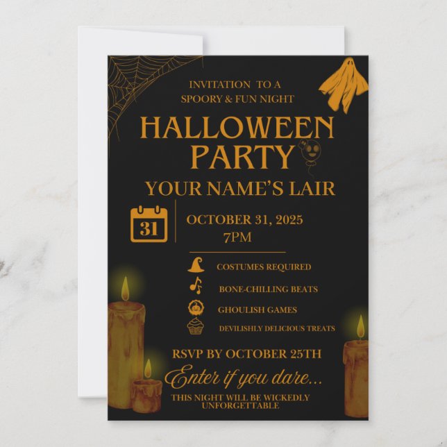Elegant Halloween Party Invitation – Spooky Night (Front)