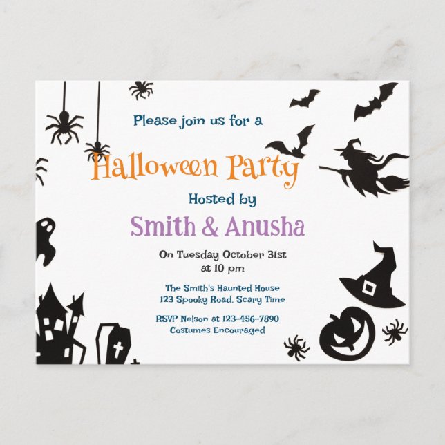 Elegant Halloween Party Invite – Postcard  (Front)