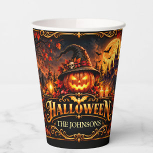 Elegant Halloween Pumpkin Trick or Treat Paper Cup