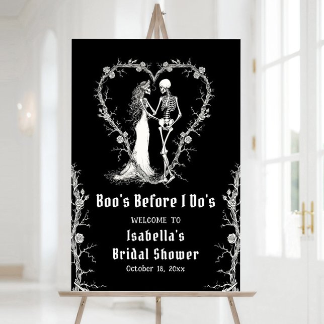 Elegant Halloween Skeleton Bridal Shower Welcome Foam Board (Creator Uploaded)