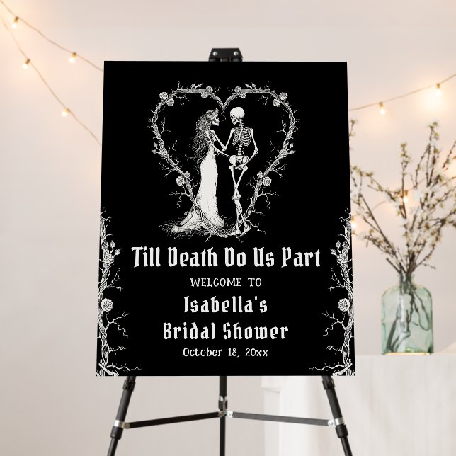 Elegant Halloween Skeleton Bridal Shower Welcome Foam Board (In Situ (Stand))