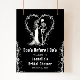 Elegant Halloween Skeleton Bridal Shower Welcome Poster