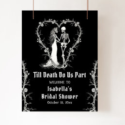 Elegant Halloween Skeleton Bridal Shower Welcome Poster