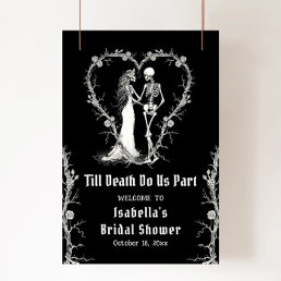 Elegant Halloween Skeleton Bridal Shower Welcome Poster