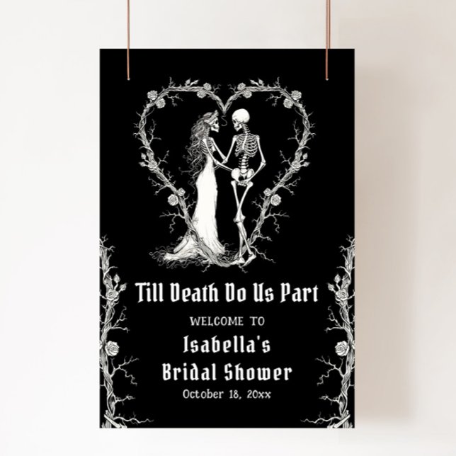 Elegant Halloween Skeleton Bridal Shower Welcome Poster (Creator Uploaded)