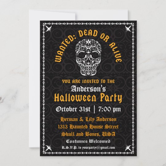 Elegant Halloween Skull Invitation | Zazzle.com