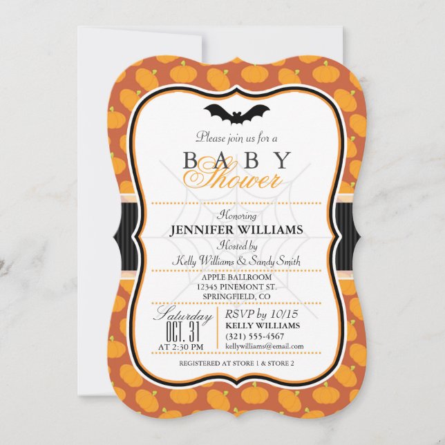 Elegant Halloween Theme Baby Shower Invite (Front)