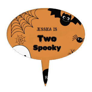 Elegant Halloween two spooky second Birthday party Cake Topper