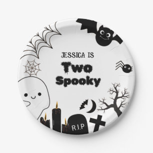 Elegant Halloween two spooky second Birthday party Paper Plates