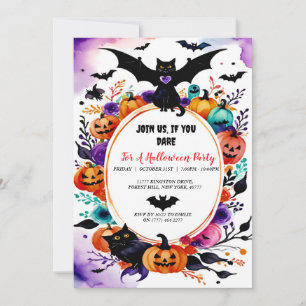 Elegant Halloween Watercolor Party Invitation
