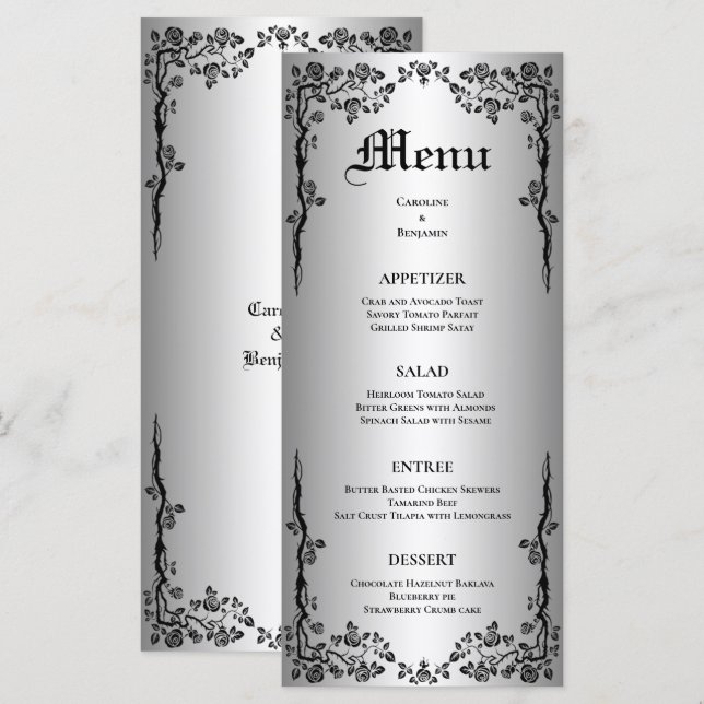 Elegant Halloween Wedding Menu (Front/Back)