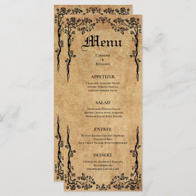 Elegant Halloween Wedding Menu (Front/Back)