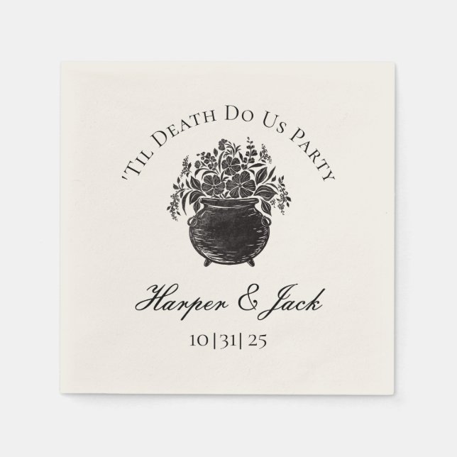 Elegant Halloween Wedding Personalized Napkins (Front)