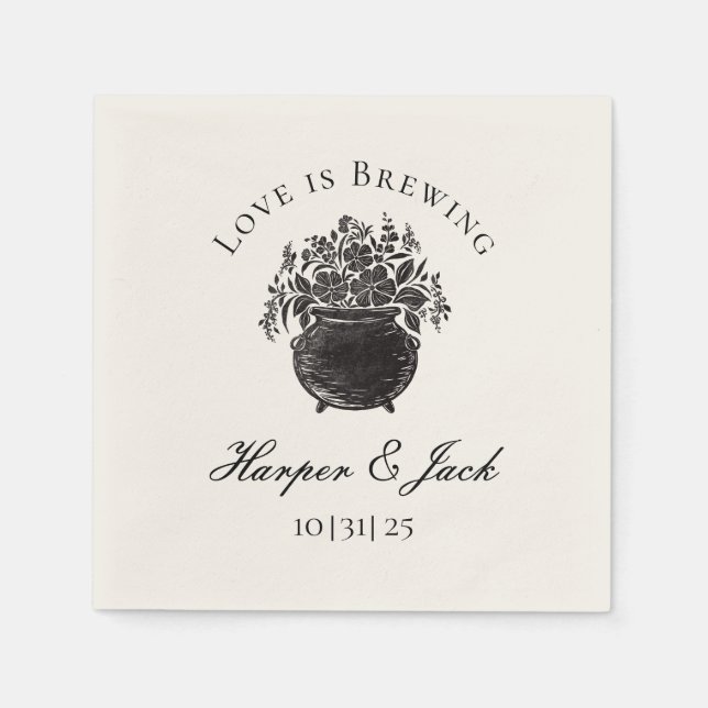 Elegant Halloween Wedding Personalized Napkins (Front)