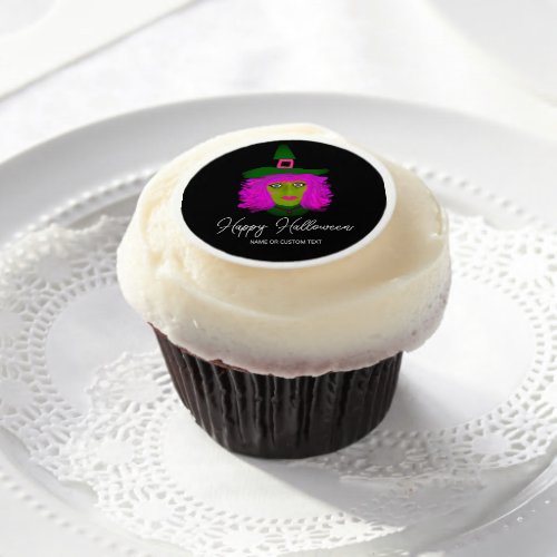 Elegant Halloween Witch Party Favor Personalized Edible Frosting Rounds