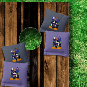 Elegant Halloween Witch Sugar Skull Purple Cornhole Bags