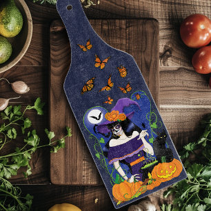 Elegant Halloween Witch Sugar Skull Purple Cutting Board