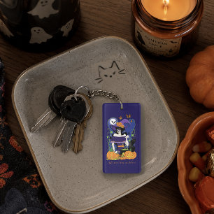 Elegant Halloween Witch Sugar Skull Purple Keychain