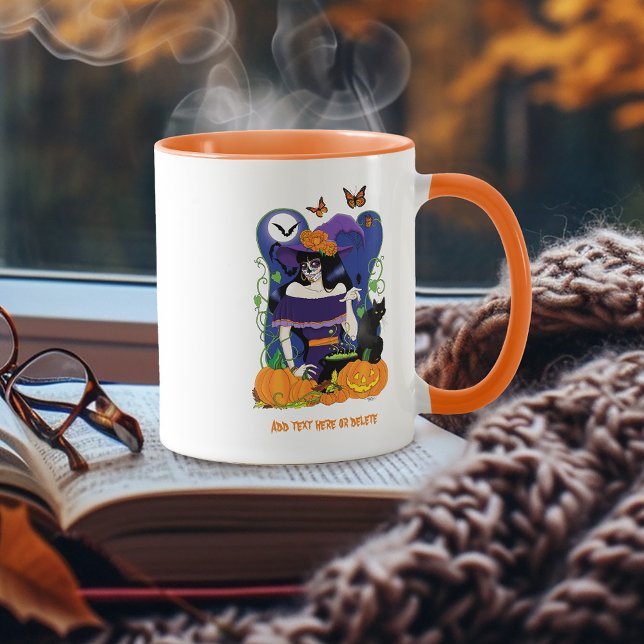 Elegant Halloween Witch Sugar Skull Purple Mug (Creator Uploaded)