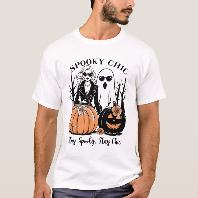 Elegant Halloween with Spooky Flair T-Shirt (Front)