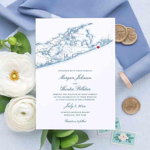 Elegant Hamptons Montauk Wedding Invitation