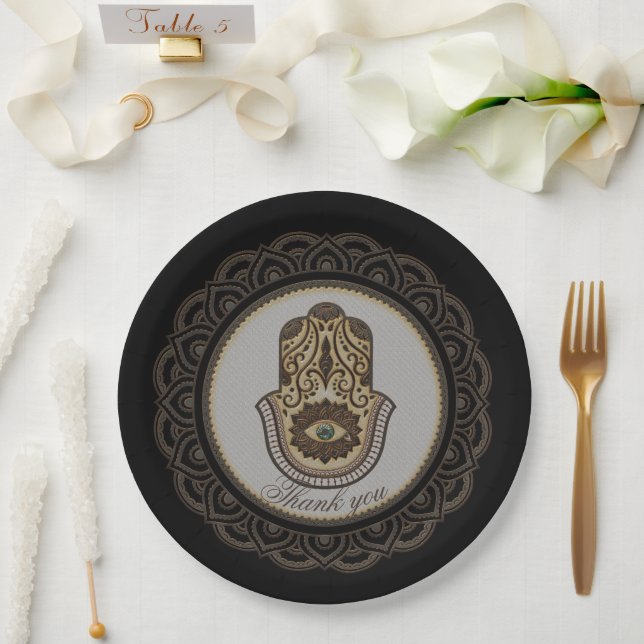 Elegant hamsa hand paper plates (Wedding)