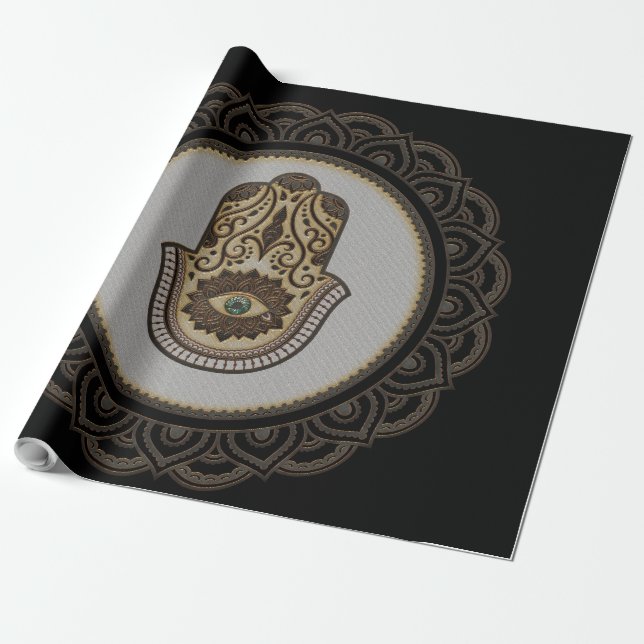 Elegant hamsa hand, wrapping paper (Unrolled)