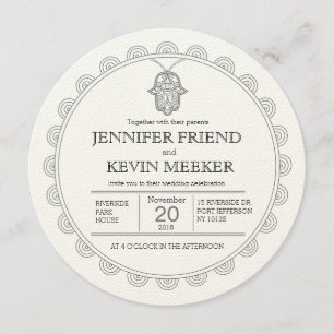 Elegant Hamsa round wedding invitation