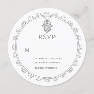 Elegant Hamsa round wedding RSVP card