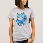 Elegant Hand Drawn 10 Blue Shades Cat Shirt at Zazzle