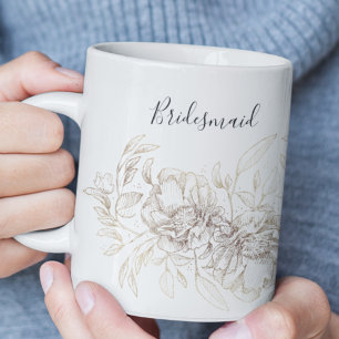 Elegant Hand Drawn Botanical Bridesmaid Party Coffee Mug