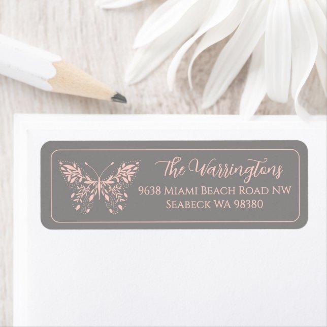 Elegant Hand Drawn Botanical Butterfly Label (Insitu)